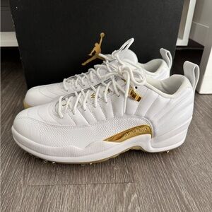 *NEW* Air Jordan 12 Golf NRG M22 "Masters Pack - White Metallic" Shoes